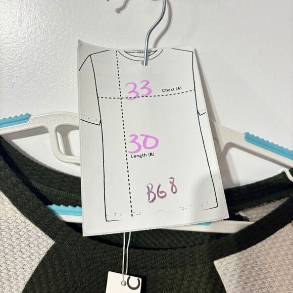 Bloomchic Womens Blouse Top 22-24 Green Floral Raglan Colorblock Patchwork Knit - Picture 7 of 7